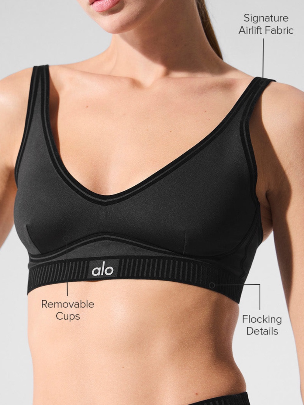 ALO Yoga Black V-Neck Airlift Top